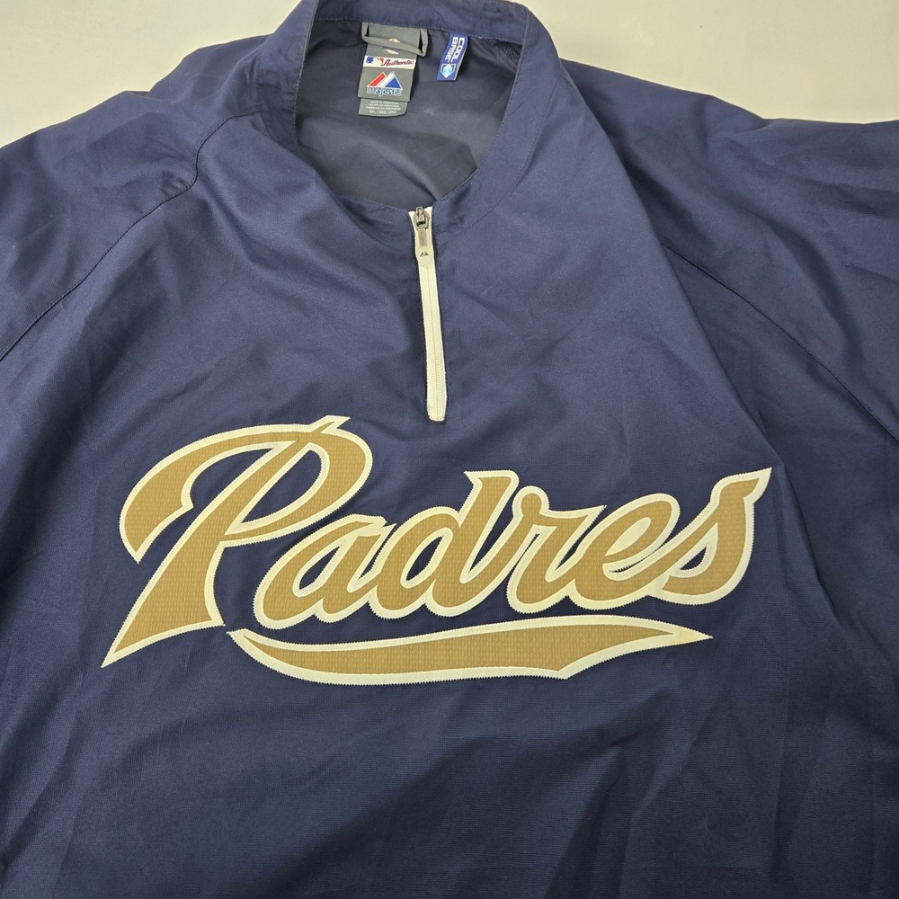 Majestic MLB San Diego Padres Authentic Cool Base Zip Warmup Jacket 2XL Pullover - Picture 2 of 11